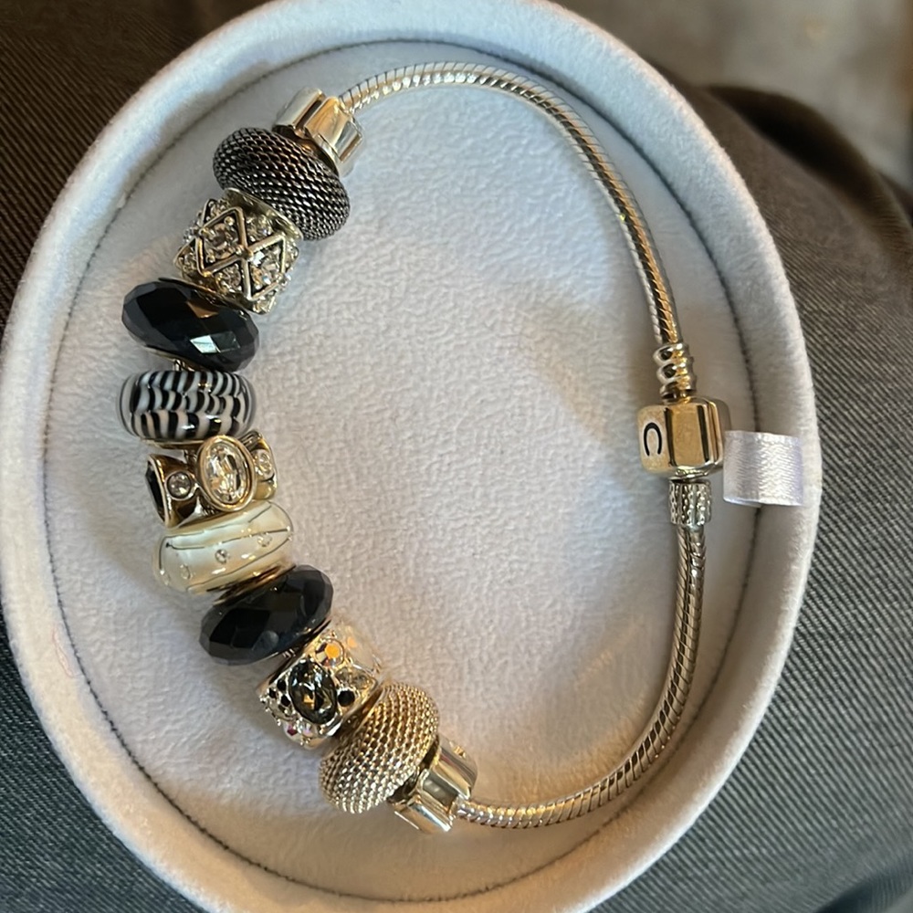 Chamilia Sterling Bracelet incl. 9 interchangeable charms Black/Silver/Crystal
